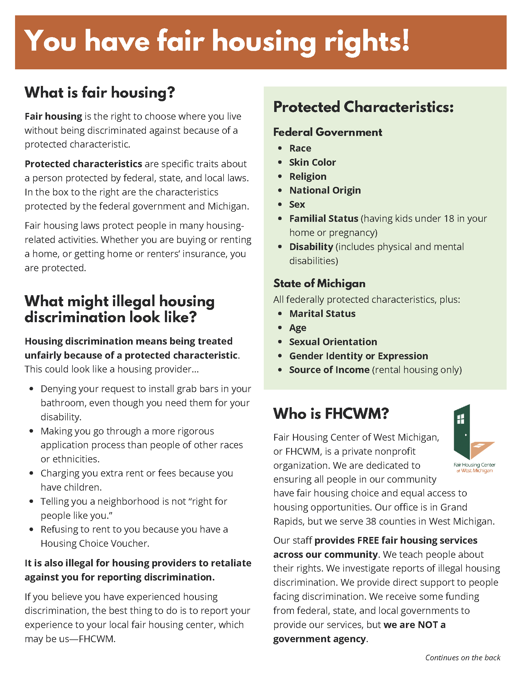 Housing Rights Project For Families | Fair Housing Center of West Michigan
